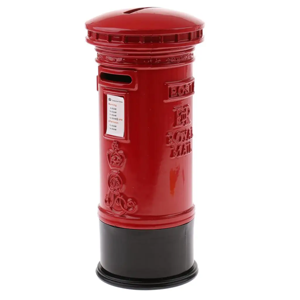 Hucha decorativa de metal con diseño de buzón de correo británico para exhibición en el hogar o escritorio