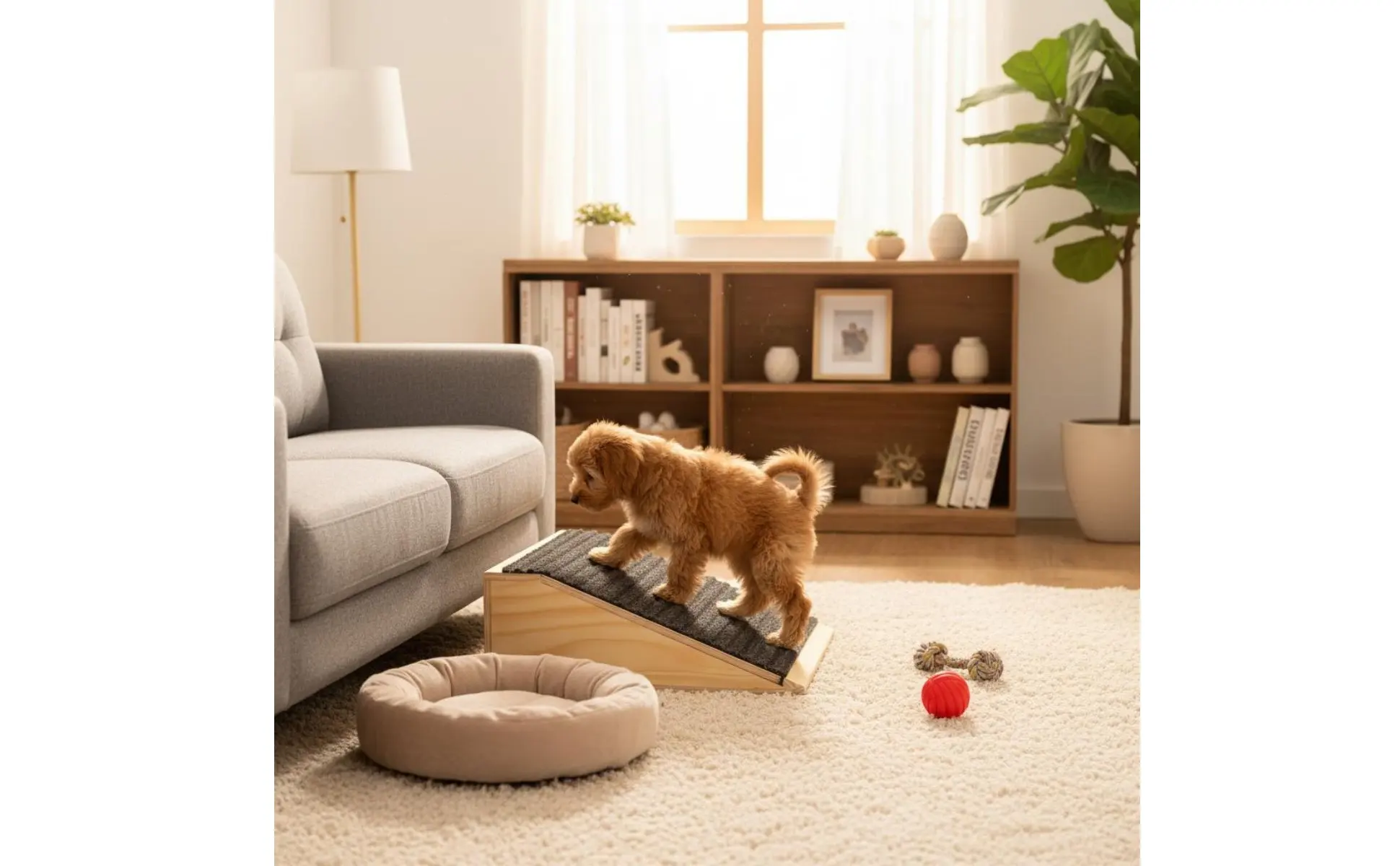 Wooden Pet Step Ramp Joint Protection Anti-Slip Dog Stair Single Step Pet Ramp Strong Wood Construction for Elderly Animals