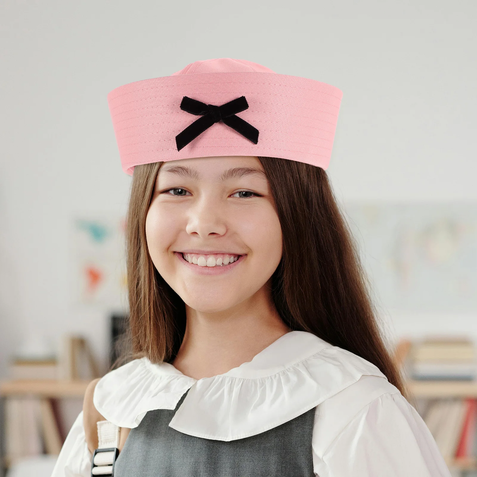 

1Pc Stylish Bowknot Sailor Hat Women Navy Boat Hat Cosplay Uniform Beret Cap