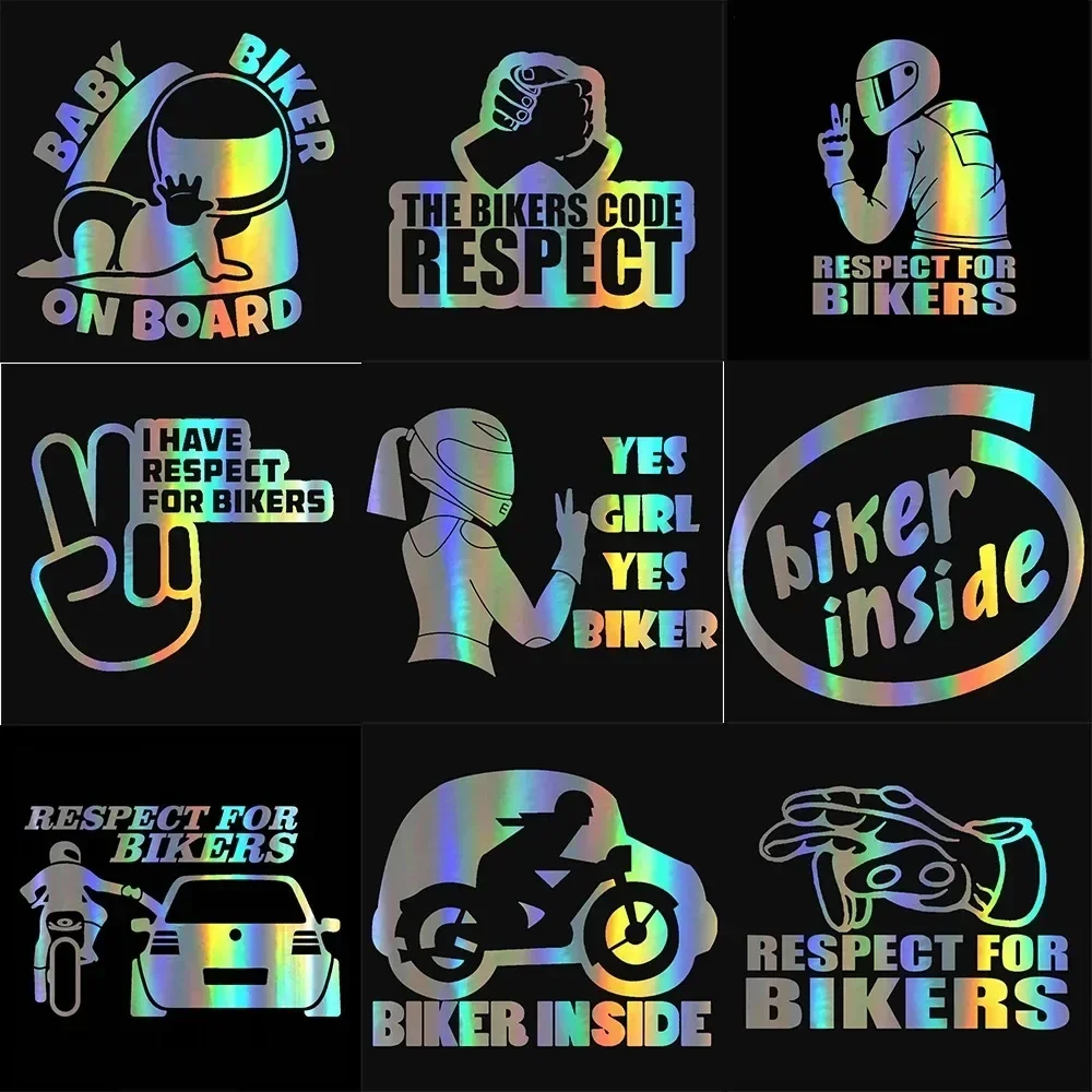 Respect For Bikers motocicletas pegatinas reflectantes casco de carrocería de Motor calcomanía de película de vinilo personalizada accesorios de afinación de motocicleta