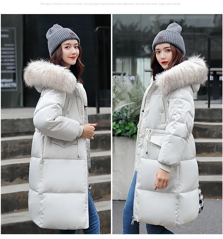 Korean Fashion Winter Solid Color Long-sleeved Down Cotton Jacket Women Bread Fur Collar 2026 New Korean Version Thickened Coat