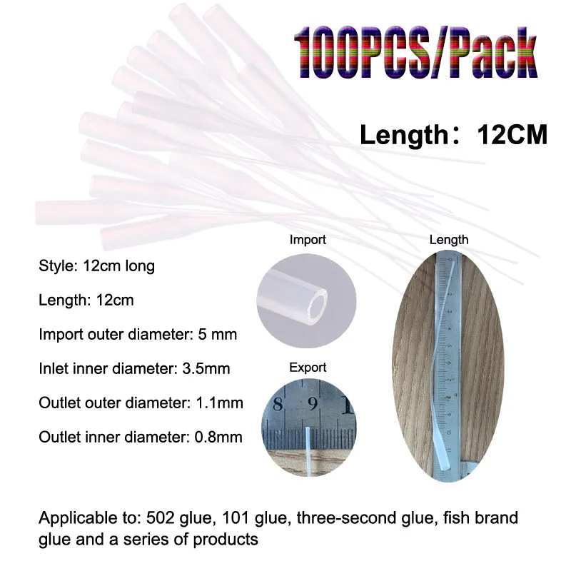 »100Pcs 8/12CM Precision Glue Applicators For Crafts And Laboratory Dispensing Universal Dropper 502 Glue Extended Dotting Tube