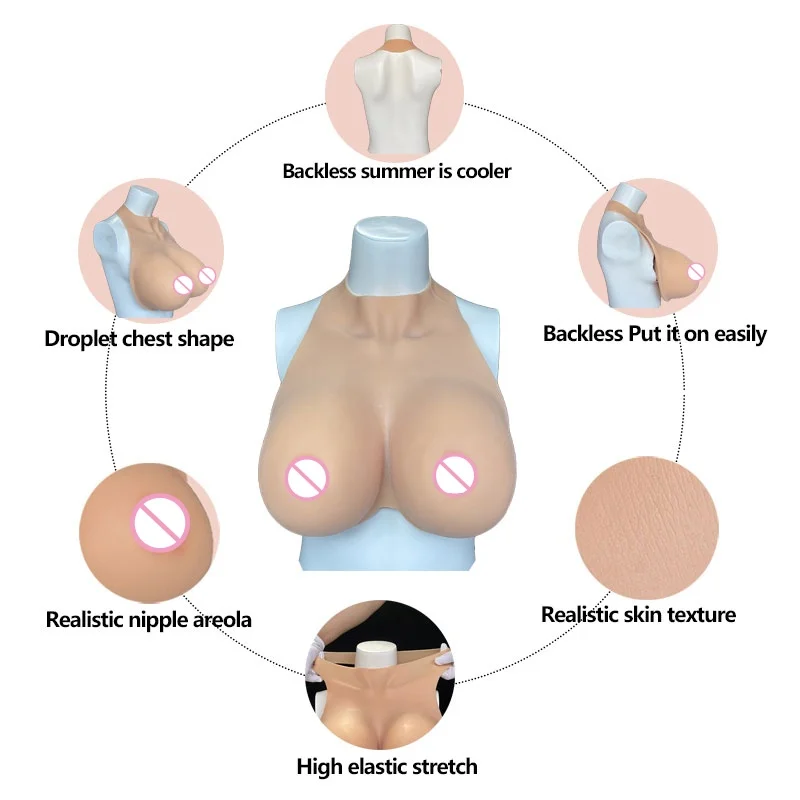 Adult Cosplay Silicone Boobs Shapewear Underwear for Women Sissy Dragqueen Crossdresser Transgender Fake Chest Costume Accessory