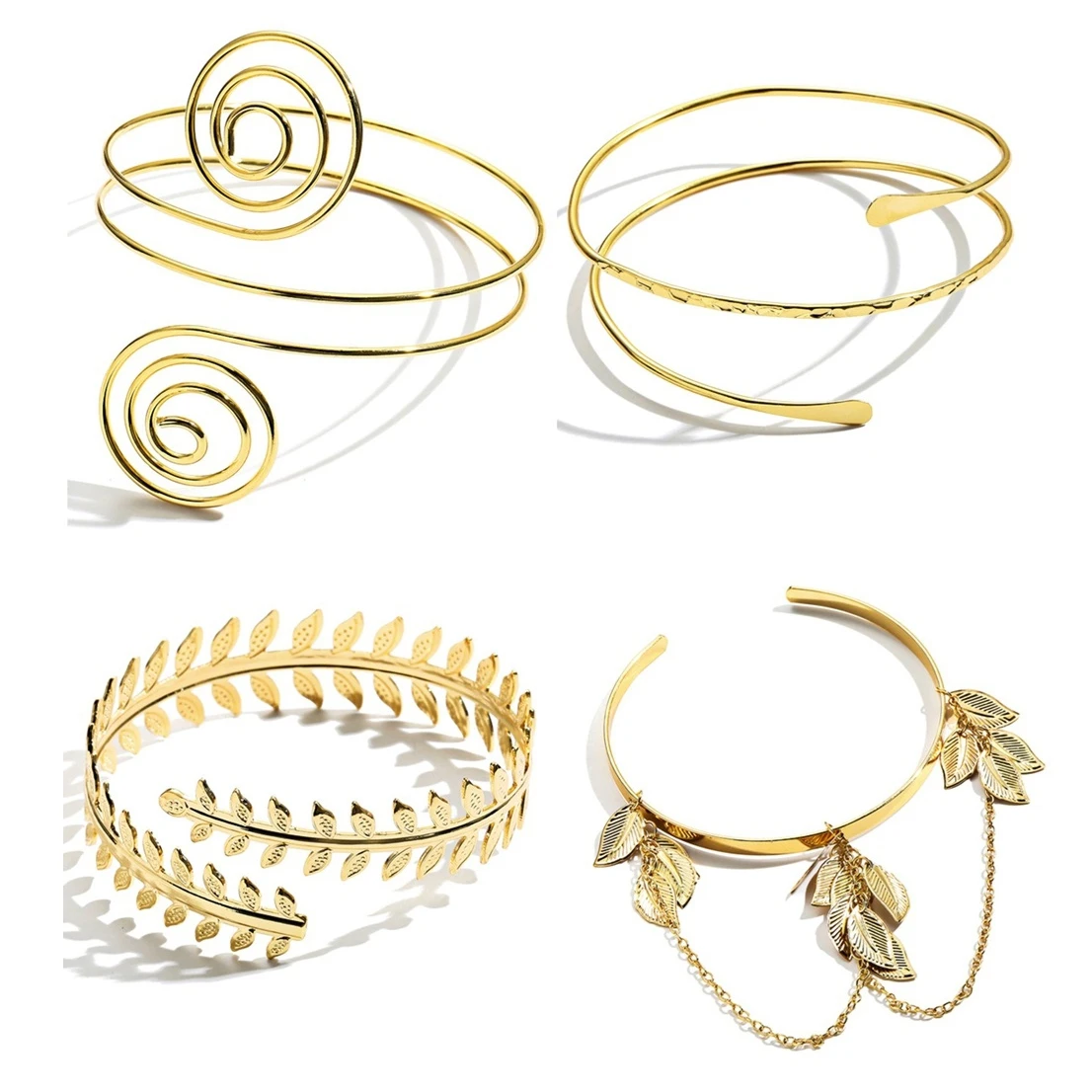 Alloy Armband Swirl Upper Arm Cuff Bracelet Sets Egyptian Costume Acces for Women Girl Armlet Bangle Body Jewelry