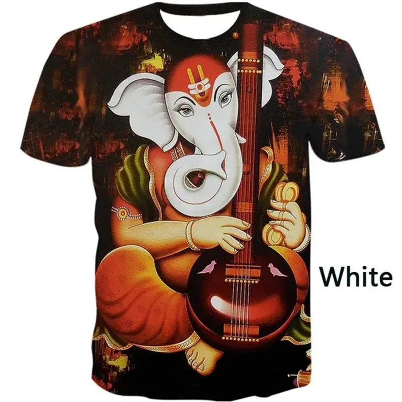 Ganesha Bless You Pattern T Shirt Hindu Elephant-headed God 3D Printed T-shirt  Short Sleeve Men Women Clothing Streetwear Tops