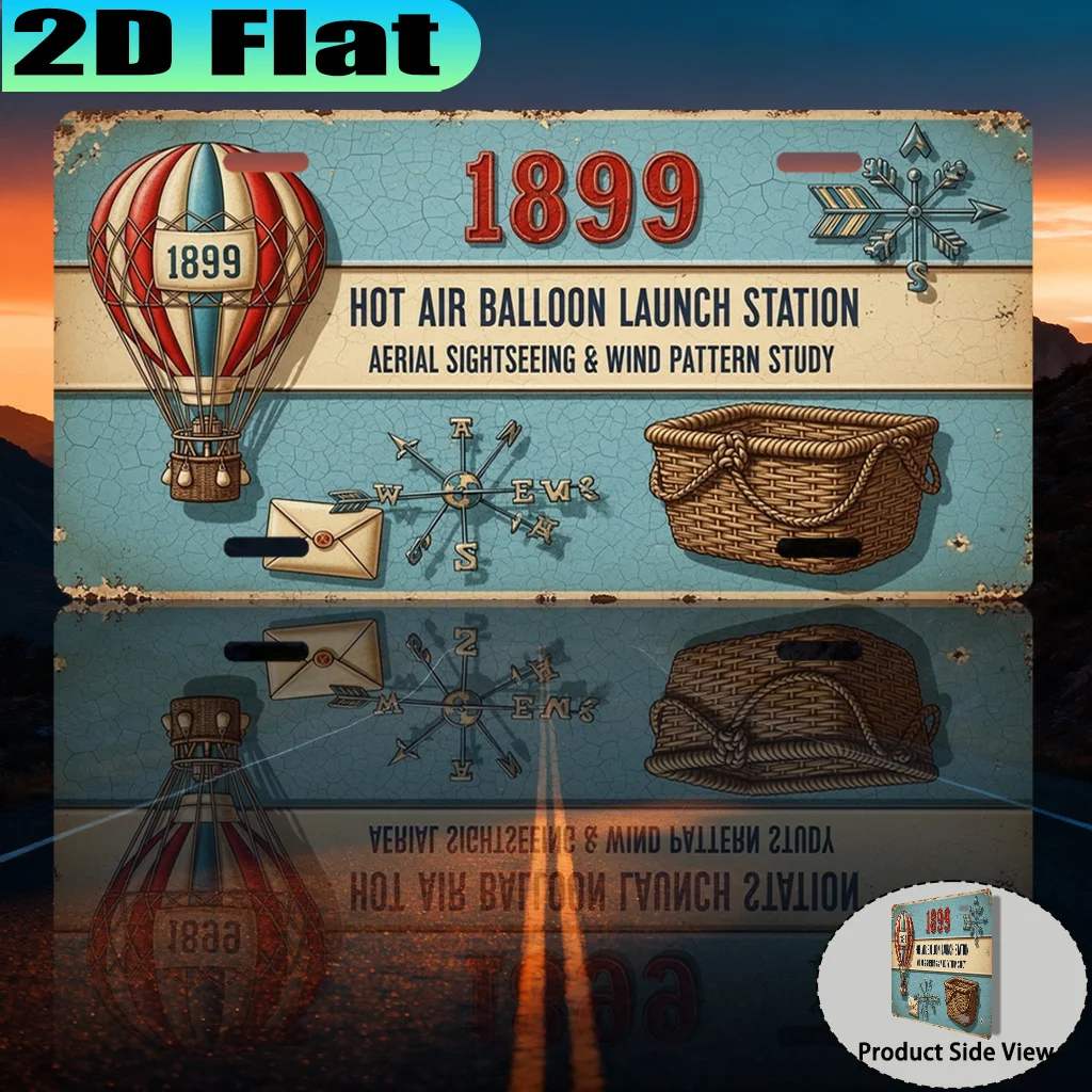 2D Flat - 【2D Flat】 2D Flat - [2D Flat] 1pc, 1899 Hot Air Balloon Launch Station Aerial Observations & Wind Tunnels Vintage Alum