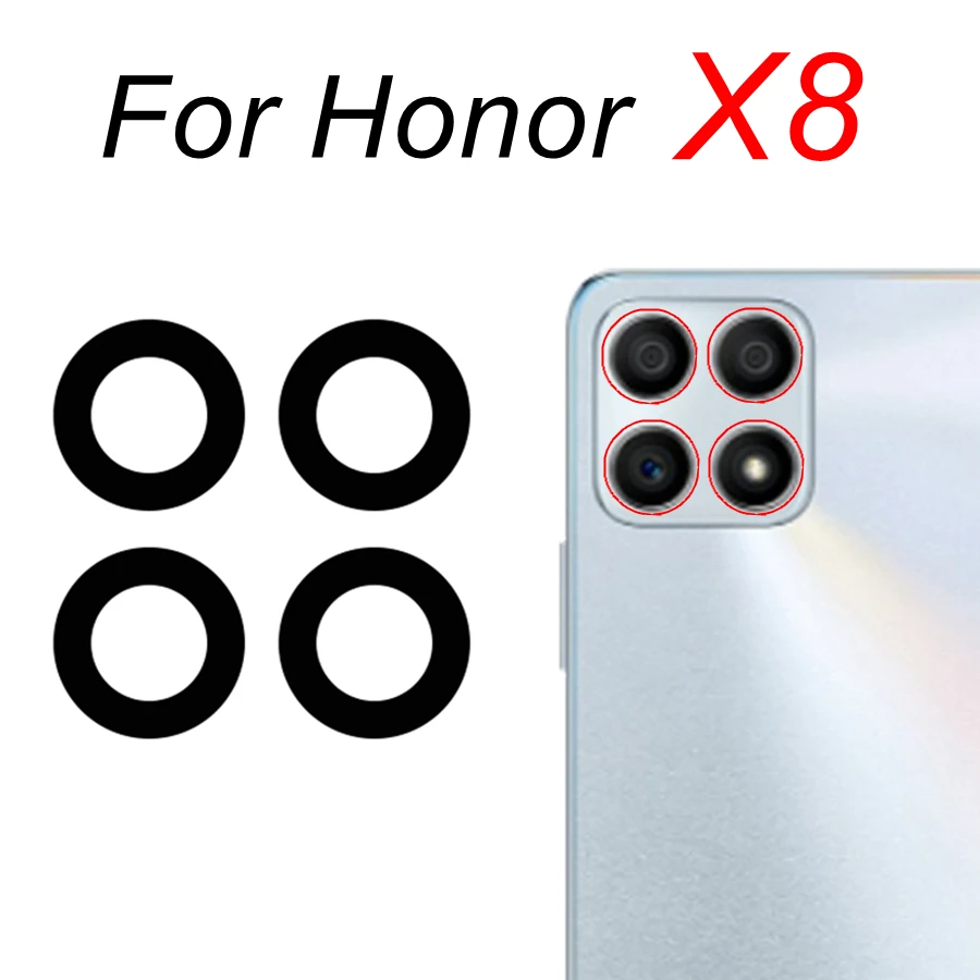 New Coopart Back Rear Camera Glass Lens For Huawei Honor X8 Main Camera Glass Adhesive Sticker Tape TFY-LX1 TFY-LX2 TFY-LX3