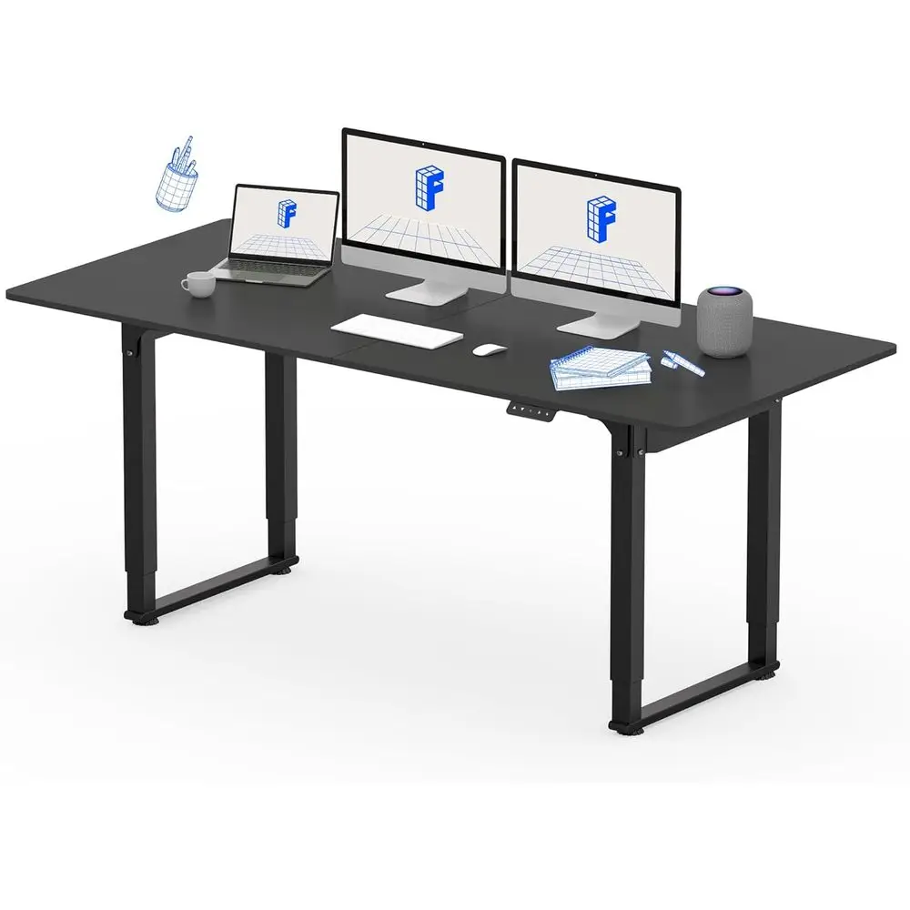 

Электрический стол с регулируемой высотой, 4 ножки, 71x32, соединительная плата, черный верх, для домашнего/офисного использования