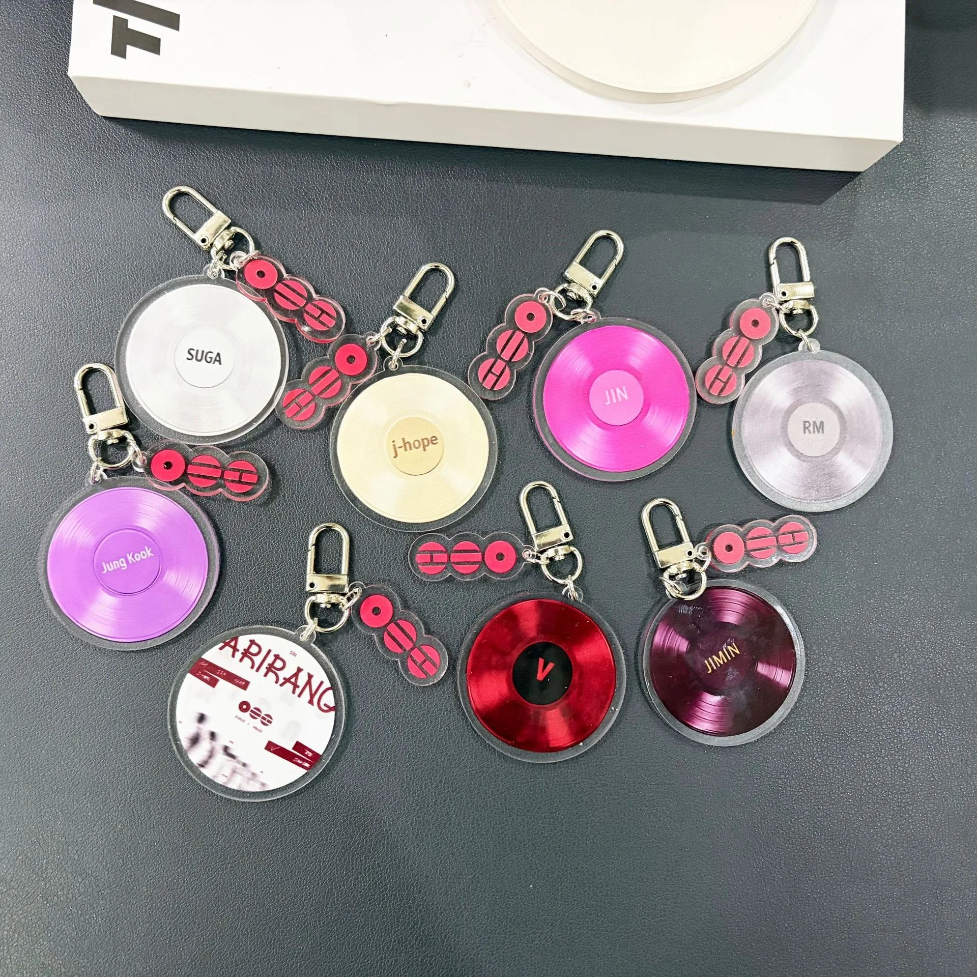 Porte-clés BT21 en forme d'album circulaire, motif CD spécial, accessoires en acrylique pour sac