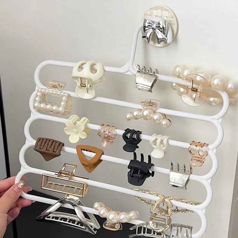 5 Layers Hair Claw Storage Rack Organizer Large Capacity Thickened Headband Holder Wall Hanging Hairpin Hanger Space For Women
