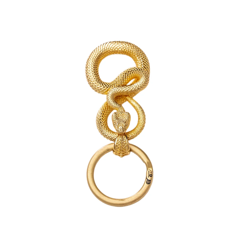 COPPERTIST.WU Snake Keychain w Key Ring 24k Gold Plated Brass Novelty Key Fobs Handmade Jewelry for Men & Women