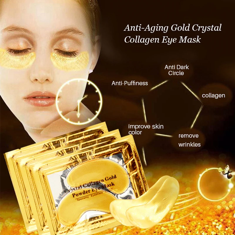 Cristal Colágeno Ouro Máscara de Olho, Anti Círculos Escuros, Firming, Hidratante Patches Eye, Olhos Cuidados Com A Pele, Cosméticos Coreanos,