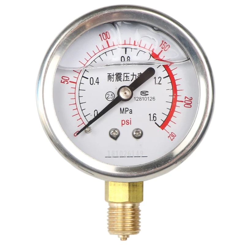 Pressure Gauge 2.5'' Vertical 15 30 60 100 150  Psi & Bar Bottom Mount