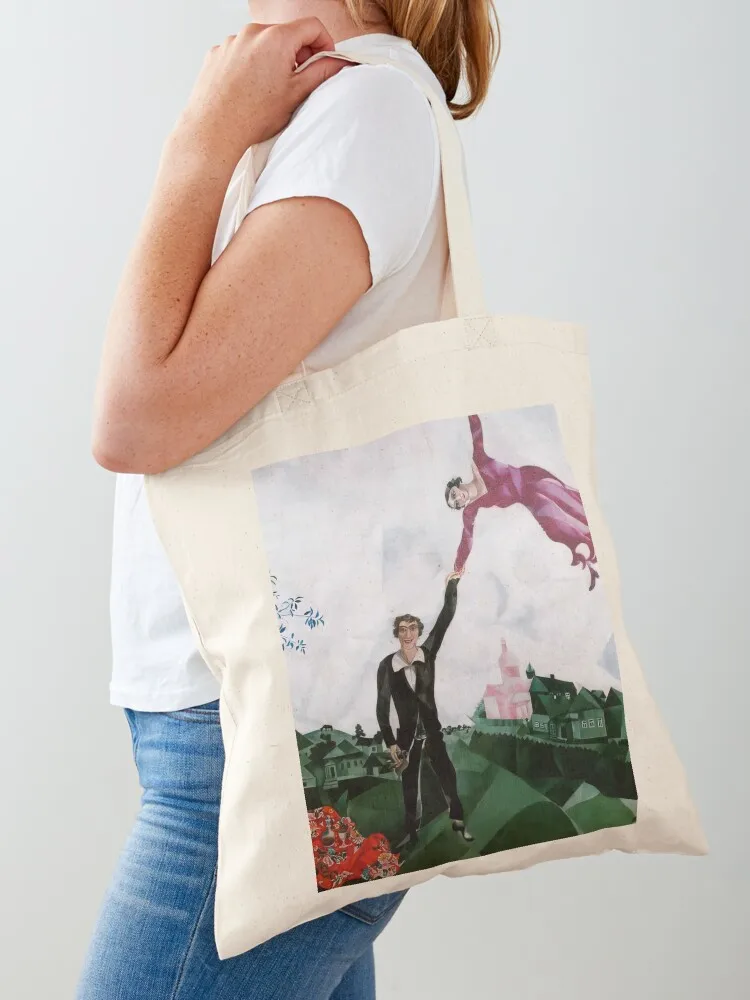 

marc chagall surrealism art Tote Bag Shopper handbag ecological bags supermarket folding bag Canvas bag for women