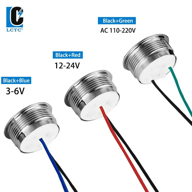 22mm Ultra-thin Short Style With Line Waterproof Arc Ball Head Bright and Soft LED Metal Indicator Light