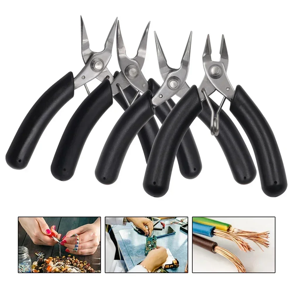 Pliers Diagonal Pliers Round Bent Needle Nose Pliers For DIY  Jewelry Making Curved Mouth Cutting Cable Nippers Hand Tools