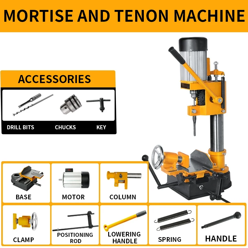 

Woodworking Square Tenon Machine, Benchtop Square Hole Drilling Machine, Tenon Cutter, Mortise and Tenon Drill Press