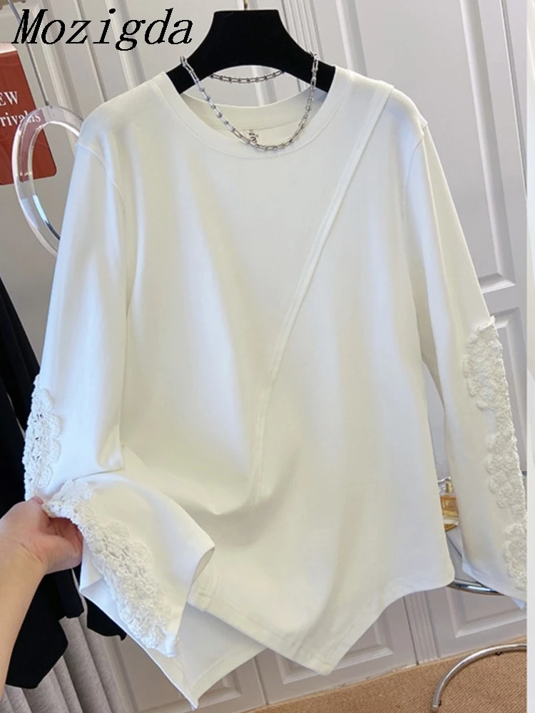Oversize Autumn Patchwork Irregular T Shirt Women Korean Loose Long Sleeve Blouse Woman Ladies Tops Blusa Feminina