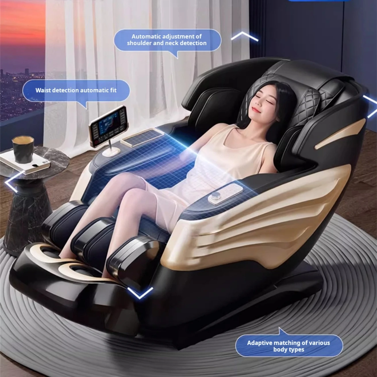 2024 China Best Luxury Multi Function 4d New Sl Track Office Recliner Foot Body Facial Car Massage Chair Full Body Zero Gravity