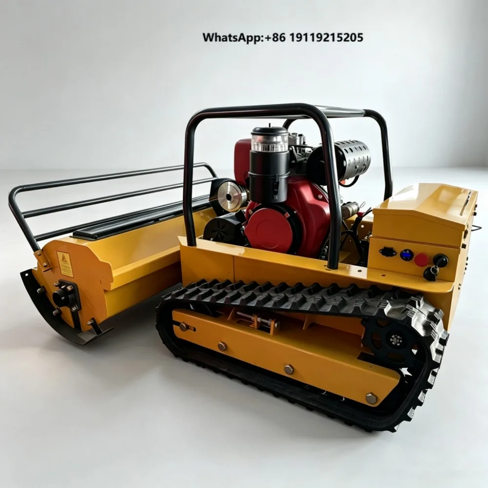 Professional 4-Stroke Cordless Petrol-Powered Remote-Controlled Lawnmower Aluminum Chassis Made China for Hillside Orchard