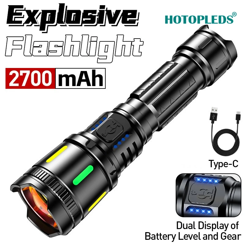 

Outdoor rechargeable flashlight portable emergency self-defense lighting small zoom long-range strong light flashlight
