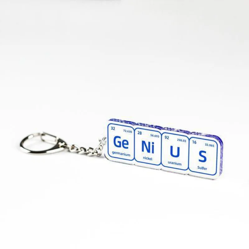 Creatieve Genie Sleutelhanger Periodiek Systeem Der Elementen Fun Gift Acryl Schooltas Hanger Mobiele Telefoon Ornamenten Student Geschenken