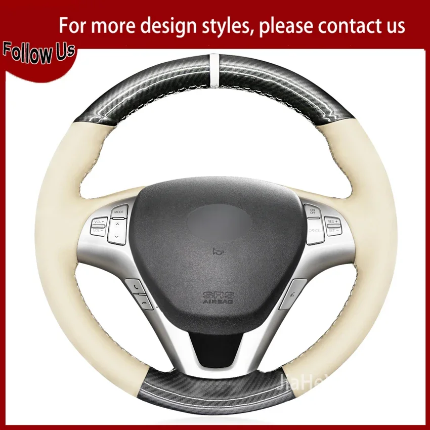 Hand-sewn Black Carbon Fiber Leather Car Steering Wheel Cover For Hyundai Genesis Coupe 2010 2011 2012 2013 2014 2015-2016