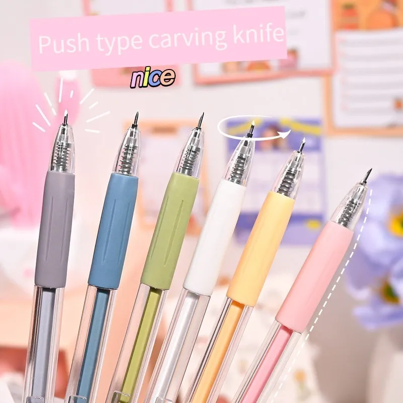 Press Cartoon Art Utility Knife Pen Knife Paper Cutting Tool Craft Tools Precision Sticker Scrapbooking Cutter School Supplies