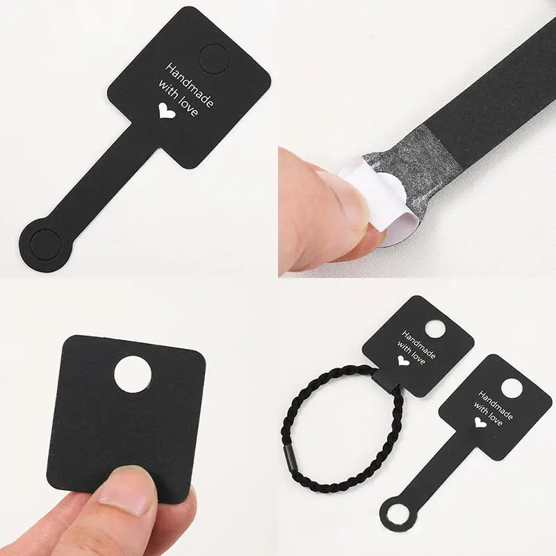 

100 шт., клейкая упаковочная карта для ювелирных изделий, ожерелье из крафт-бумаги, подвесной держатель, браслет, кольцо для волос, сложенная бумага, карты, витрины