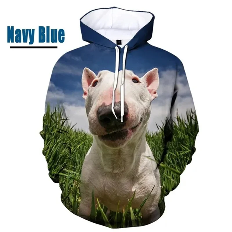 Lustige Bullterrier Muster Hoodies Modetrend Langarm süße Hunde 3d gedruckt Pullover Herren Frühling Herbst lose lässig Hoody