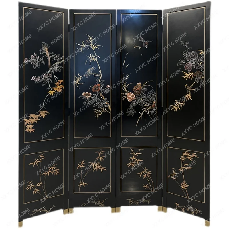 

Middle Ancient Subareas Screens Hand Painted Lacquer Painting Accordion Partition Living Room Partition Folding Movable Screen