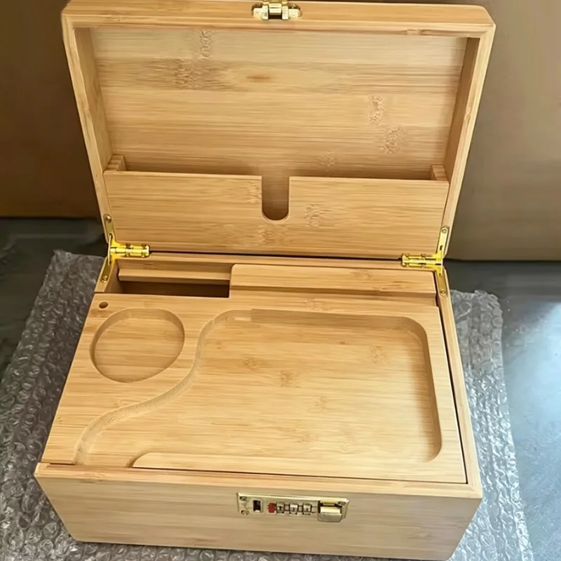 Premium Stash Storage Box Smell Proof Decorative Large Bamboo Box Rolling Tray Lock Stash Box Collection Box Gift Box