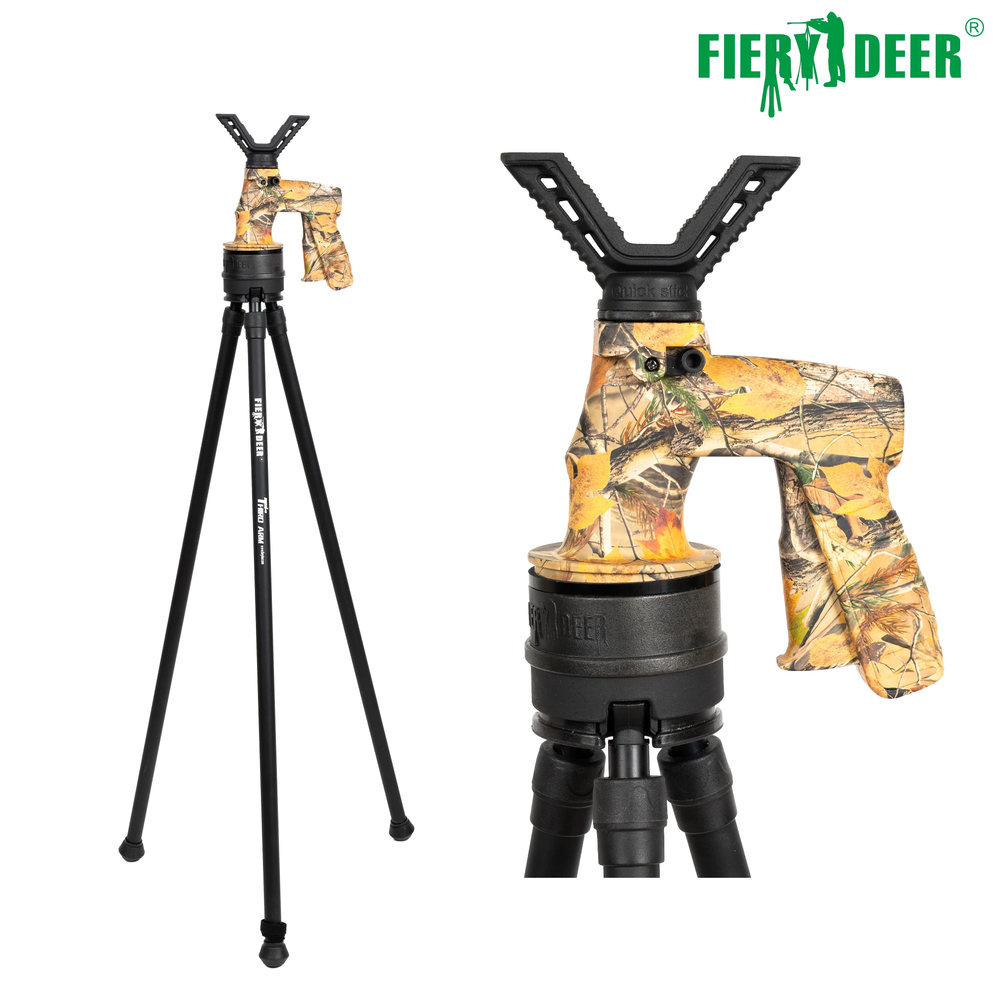 Imagem -05 - Hunting Tripod Shooting Stick Altura Ajustável v Yoke Shaped Head Fotografia ao ar Livre 160cm Fierydeer-gen6