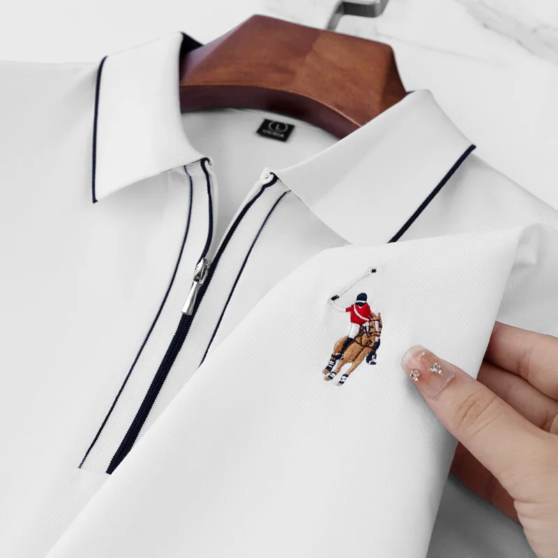 

Brand Clothing Summer Men's Short Sleeve Polo Shirt Cotton Turn Down Collar Casual Tops Light Business Male Breathable