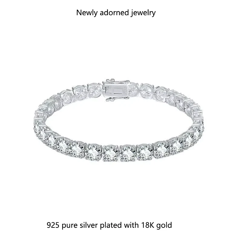 

S925 silvermoissanite tennis full-size bracelet, hip-hop fashion bracelet for Western holidays and gifts