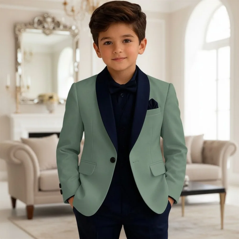 2 Pieces Boys Wedding Suit Set Kids Formal Tuxedo Outfit Children Classic Suit Jacket Pants for Birthday Celebration Banquet