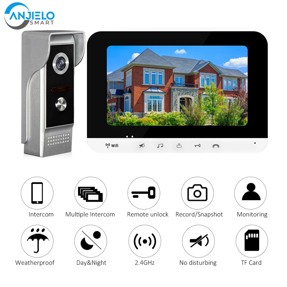 7 Inch Video Door Phone Residential Intercom Home Security Tuya Interphone Smart Wifi Visiophone Video Intercom for Home