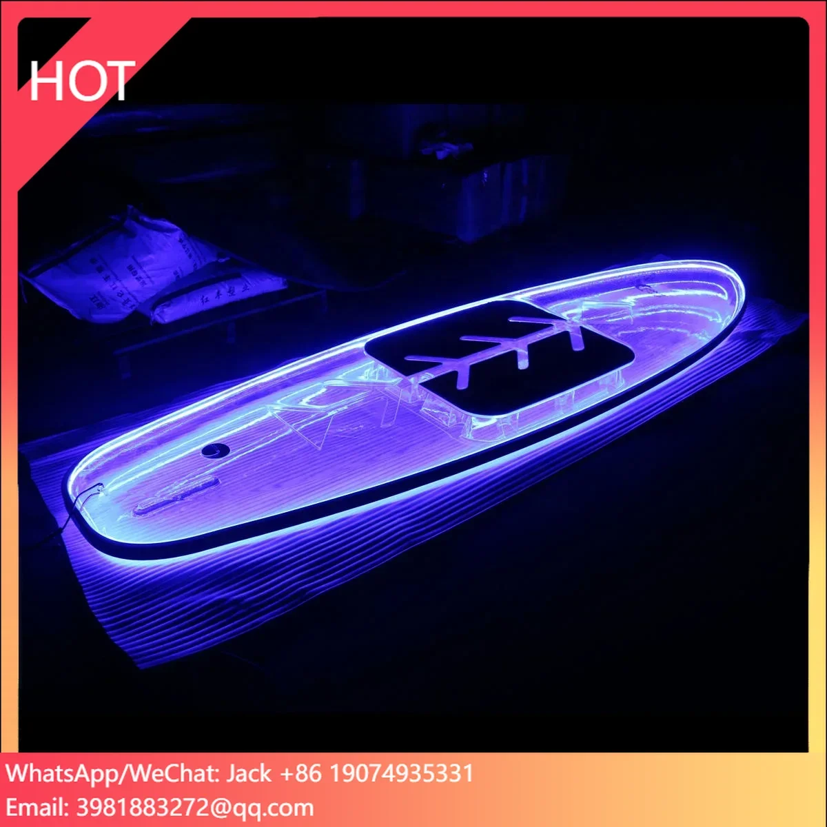 

Top Clear SUP Paddle Board And Transparent Kayak Water Surfing Equipment With LED Light Wholesale Kayak Tour