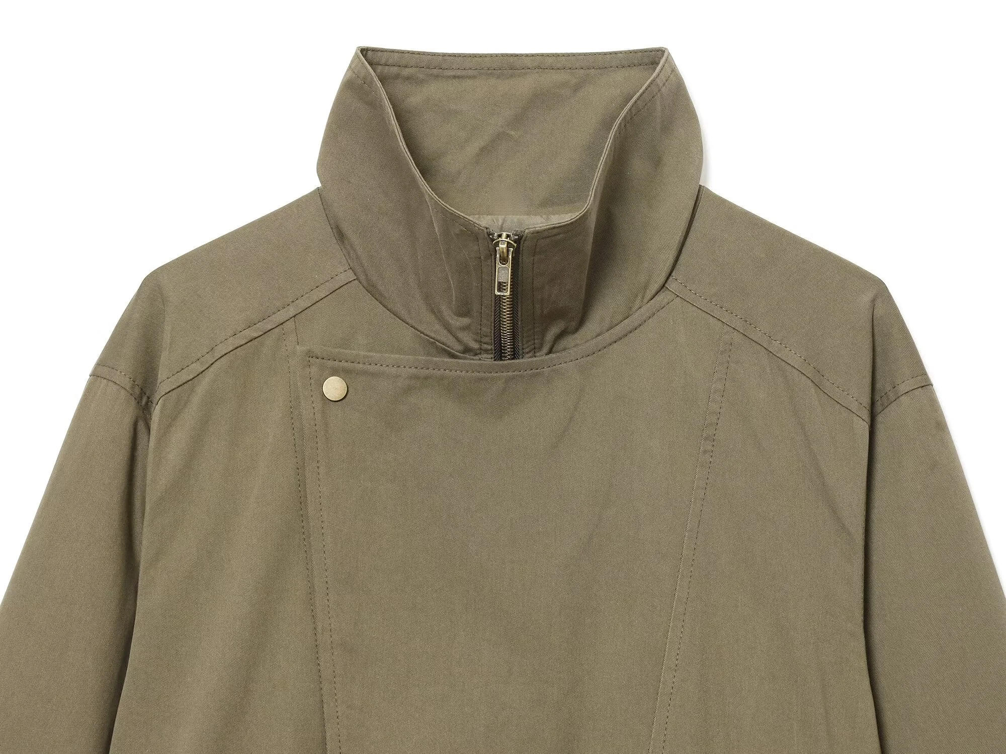 2025 invierno nueva moda Casual para mujer cinturón de cintura suelta corto cuello alto gabardina de manga larga, estilo elegante para ir al trabajo