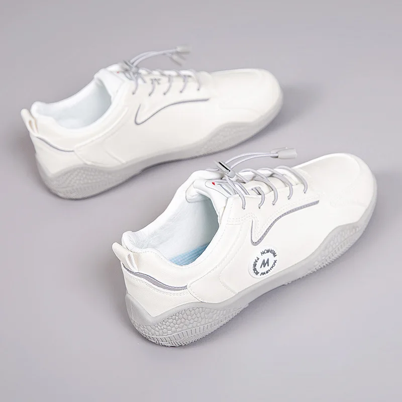 New Women's White Slip-on Sneakers Elastic Lace-up Design Casual Shoes Female Lightweight Non-slip Breathable Daily Wear Shoes view 2