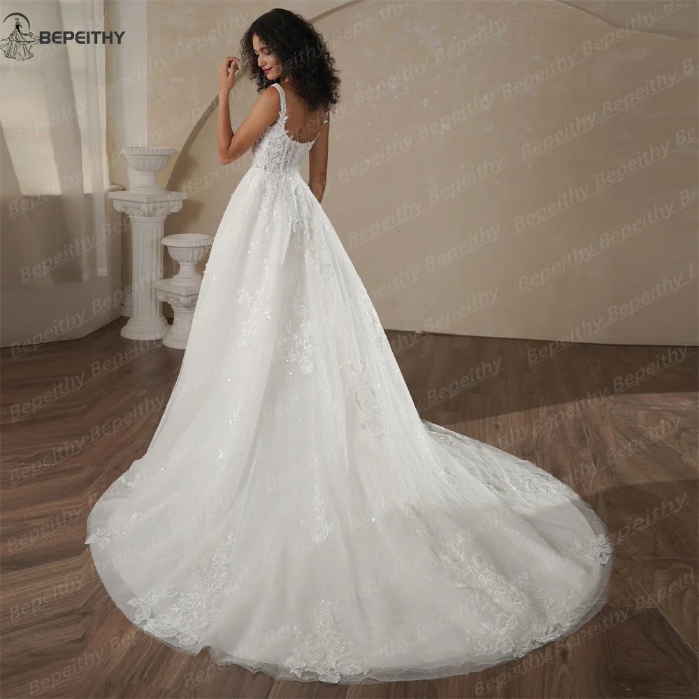 2025 beach wedding dresses Romantic Floral Boho Wedding Dresses Strapless Beach Wedding Gown VW12 Viniodress