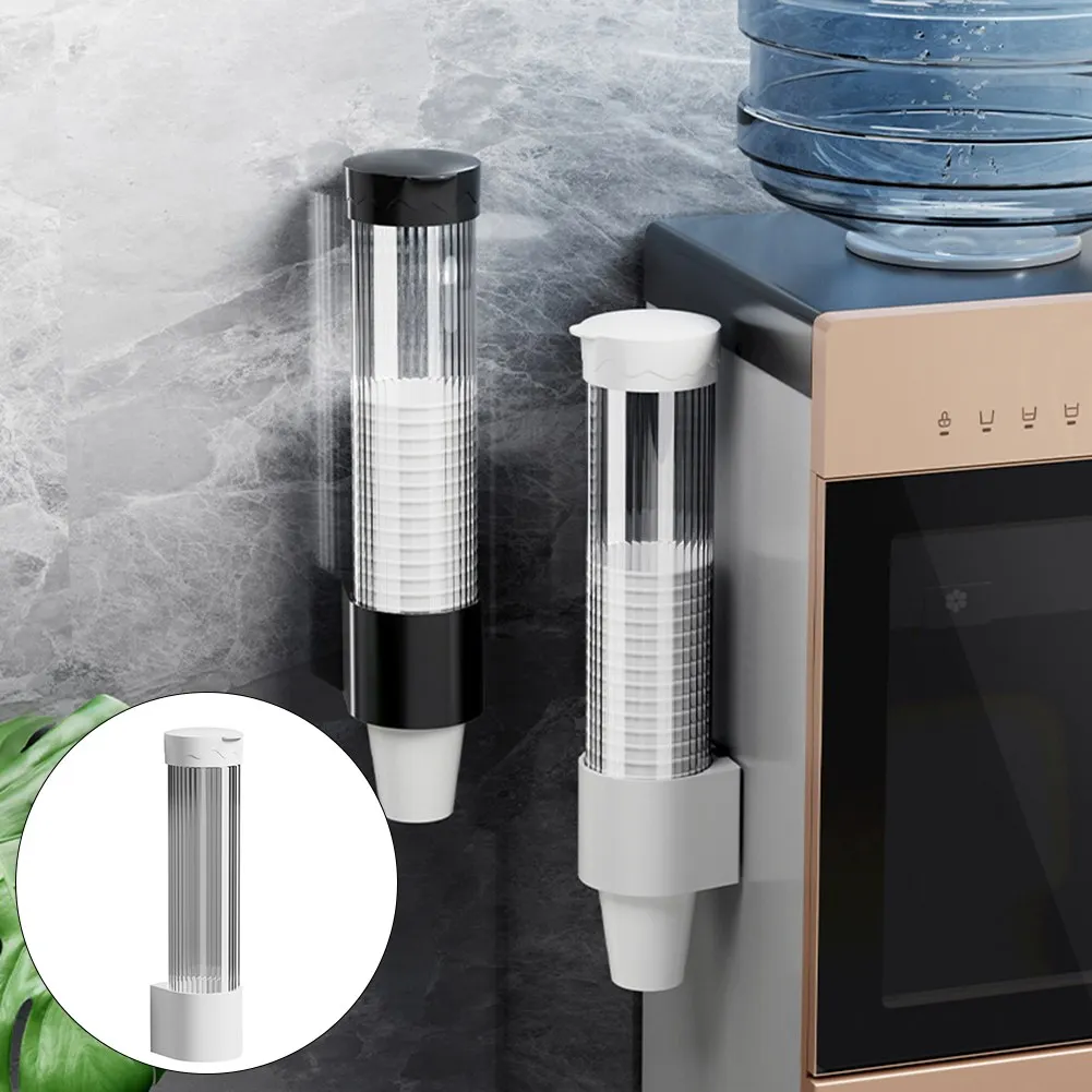 Wall Mount Disposable Automatic Remover Cup Holder Cup Taker Black White Plastic Cup Paper Cup Dust Storage Rack