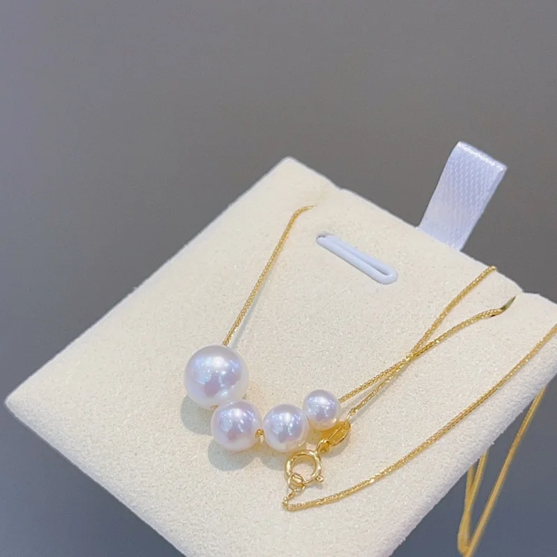

SGARIT Classic Korean Style 18K Gold Vintage Pendant Collar Pearl Necklace Natural Freshwater Pearl Chain Woman Choker