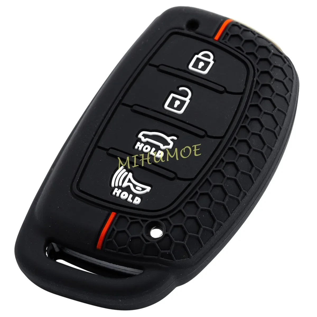 Silicone Car Key Fob Case Cover Chain Ring For Hyundai Sonata Tucson Elantra Ioniq 2017 2018 2019 4 Buttons Keychain Accessories