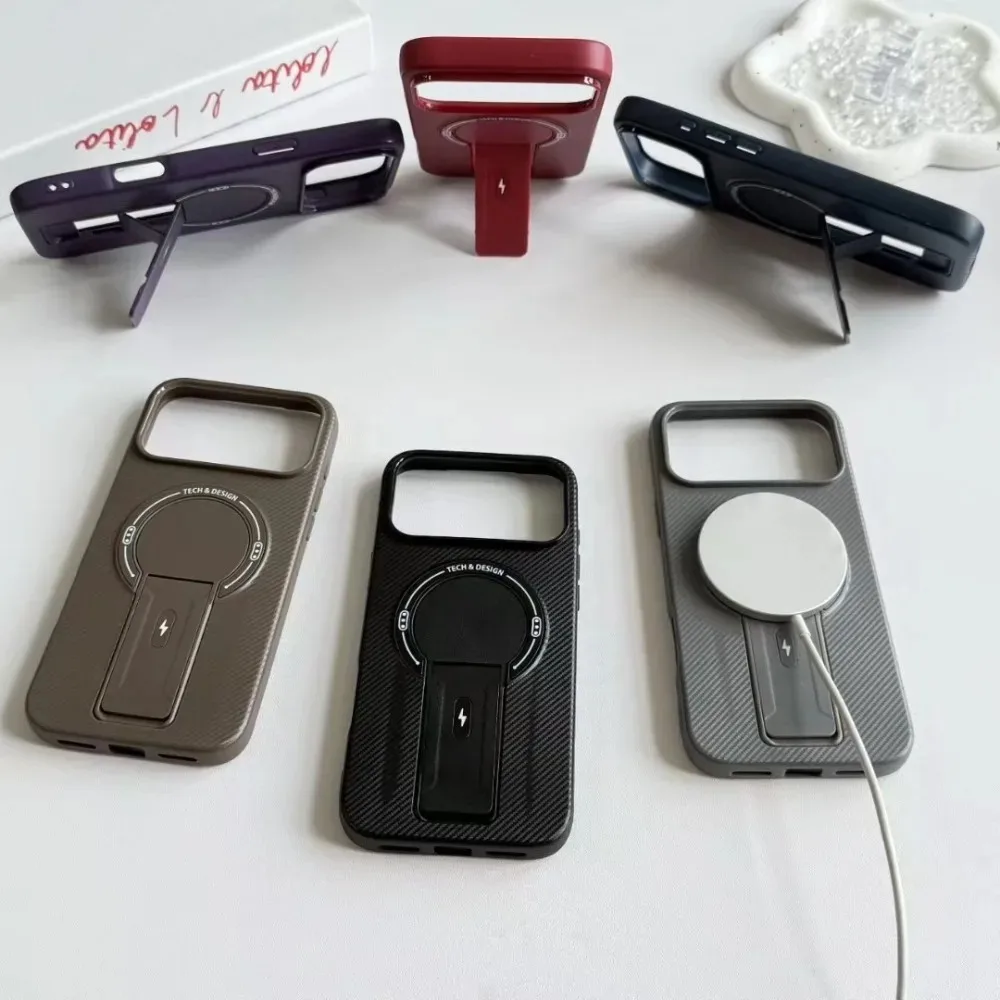 

Модный матовый невидимый чехол-подставка для iPhone 17, 16, 15, 14 Plus, 12, 13 Pro Max, совместимый с магнитной подставкой, защита от падений, жесткий чехол