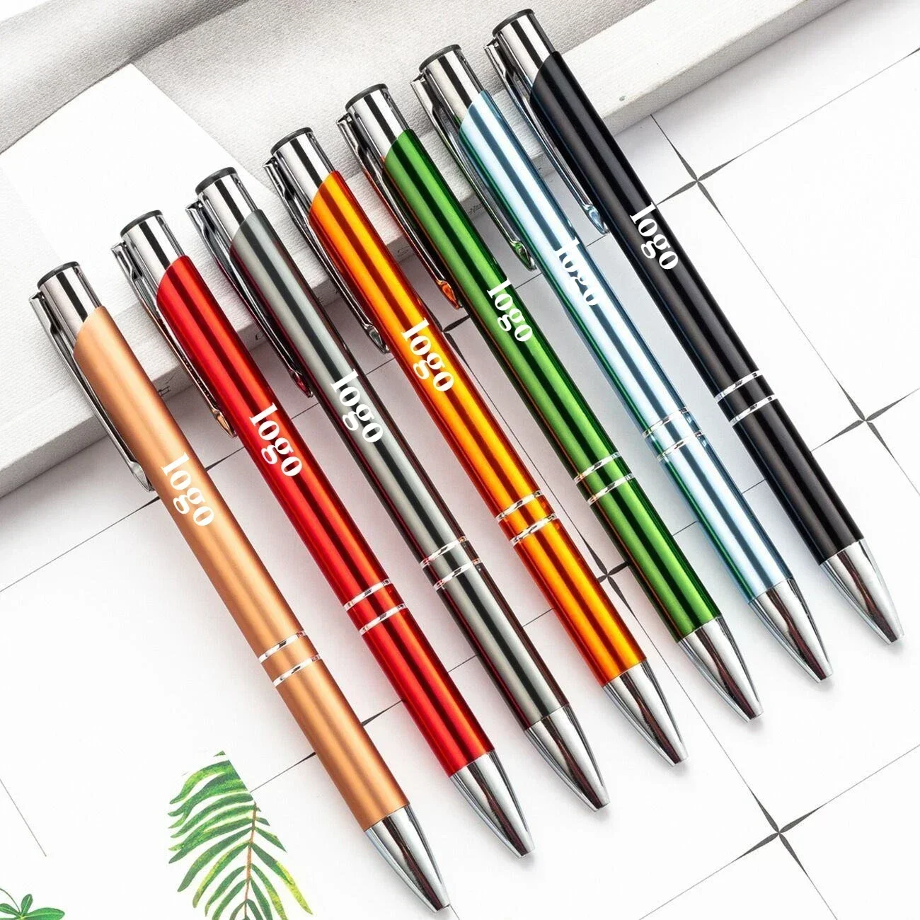 30/50/100 Pcs Free Engrave TEXT Custom LOGO Metal Ballpoint Pen Laser Logo Pens for Writing Stationery Office School Supplies