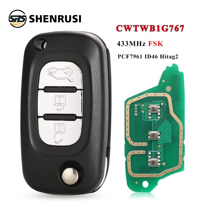 

YONSEN 433MHz ID46 pcf7961 3BTN Car Remote Key for Renault Scenic III Megane III Fluence 2009-2015 Master Kangoo CWTWB1G767