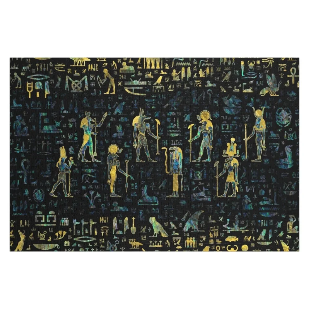 

Egyptian Gods and hieroglyphs - Abalone and Gold Jigsaw Puzzle Custom Photo Custom Name Child Toy Toddler Toys Puzzle