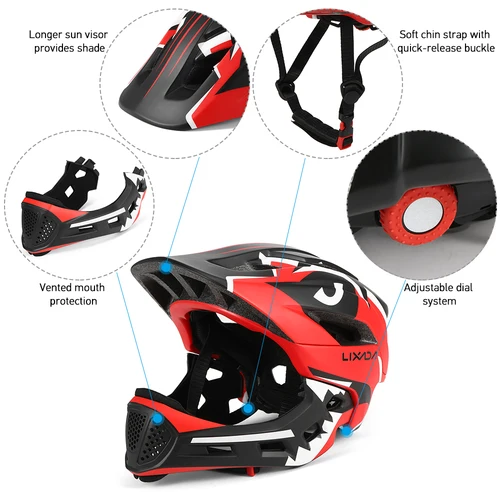 Imagen 2 del producto Casco de cara completa desmontable para niños, casco de seguridad deportivo para ciclismo, monopatín, patinaje sobre ruedas, deportes de ciclismo