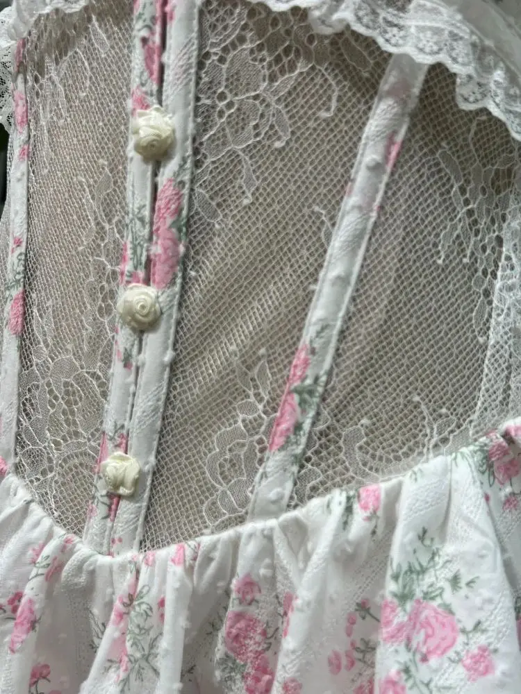 꽃 프린트 드레스 레이스 백리스 플록 패치 워크 컷 아웃 본드 장착 코르셋 여성 패션 파티 칵테일 드레스 여름 신작